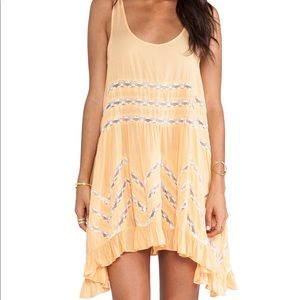 Free People Ruffled Slip Orange Trapeze Top Small